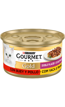 Gourmet Gold Duplo Prazer com Carne de Vaca & Frango | 24 x 85 g