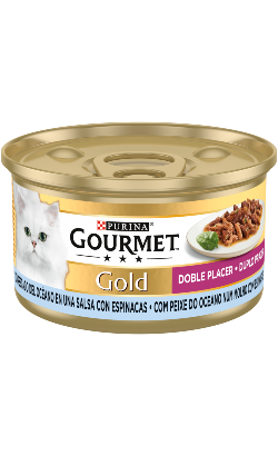 Gourmet Gold Duplo Prazer com Peixe do Oceano & Espinafres | 24 x 85 g