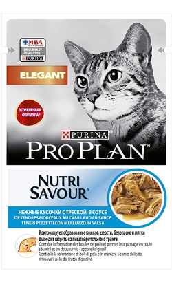 Pro Plan Cat Adult NutriSavour Elegant with Codfish in Gravy | Wet (Saqueta) | 26 x 85 g